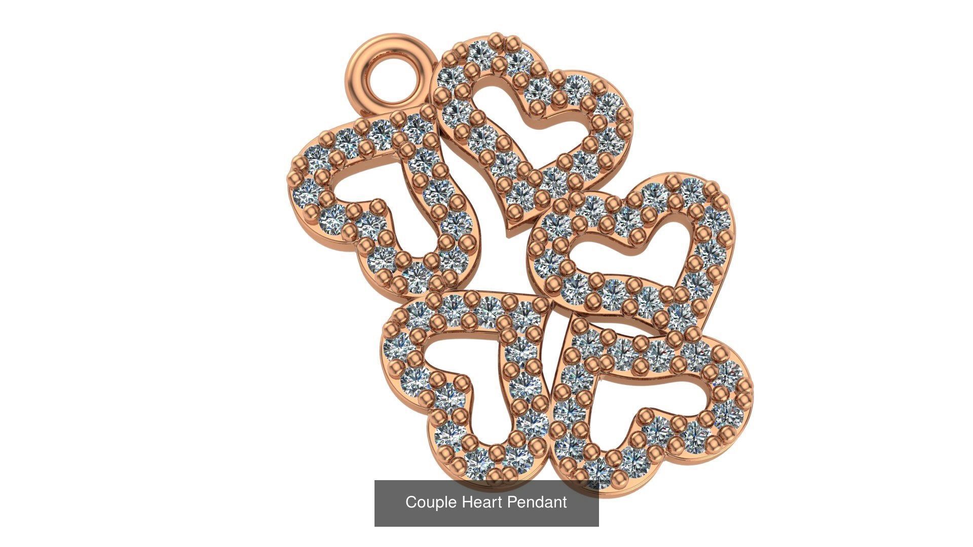 129 Heart Love Valentine Charm Pendant Necklace 3D Model Collection_18