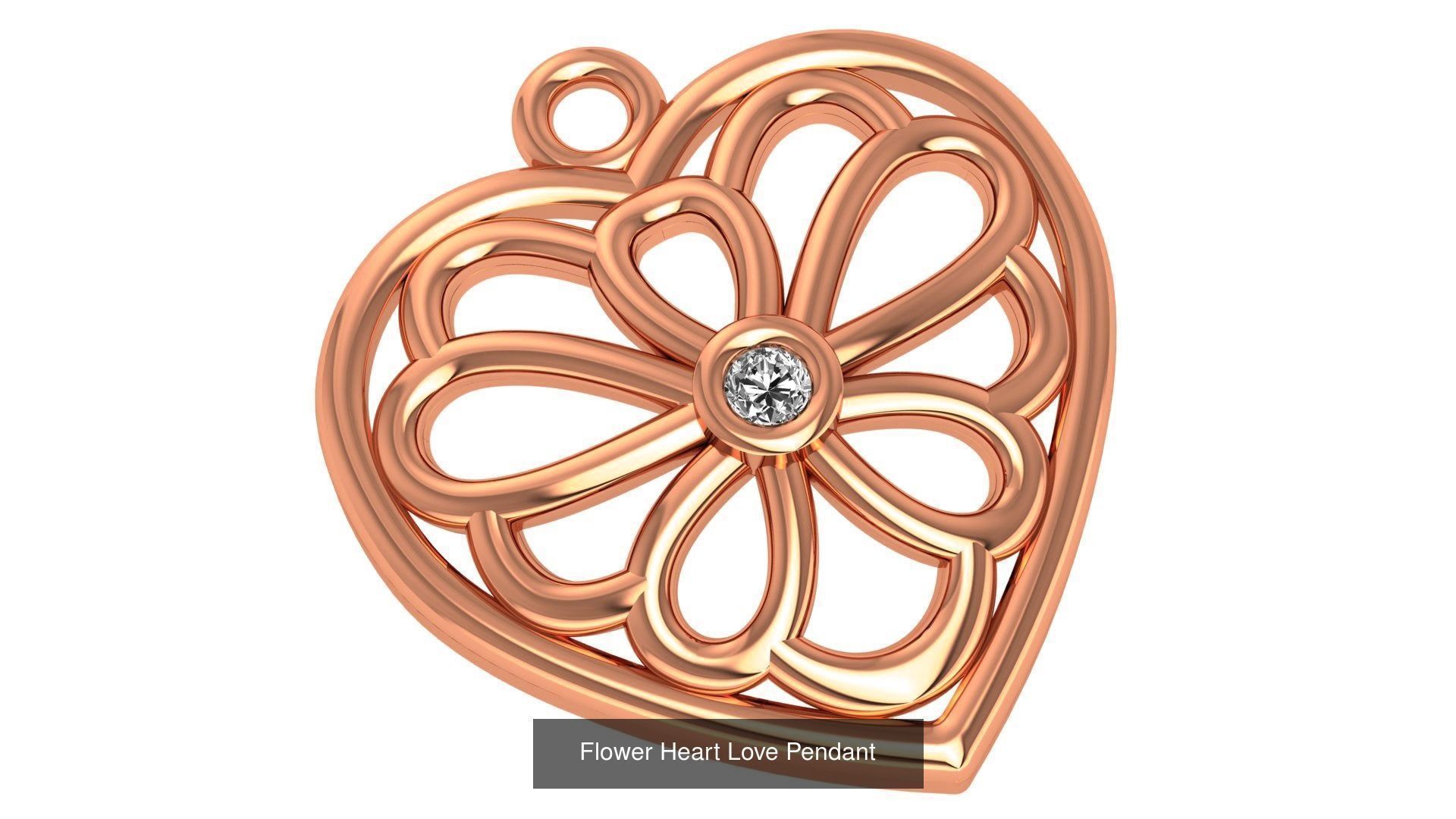 129 Heart Love Valentine Charm Pendant Necklace 3D Model Collection_13