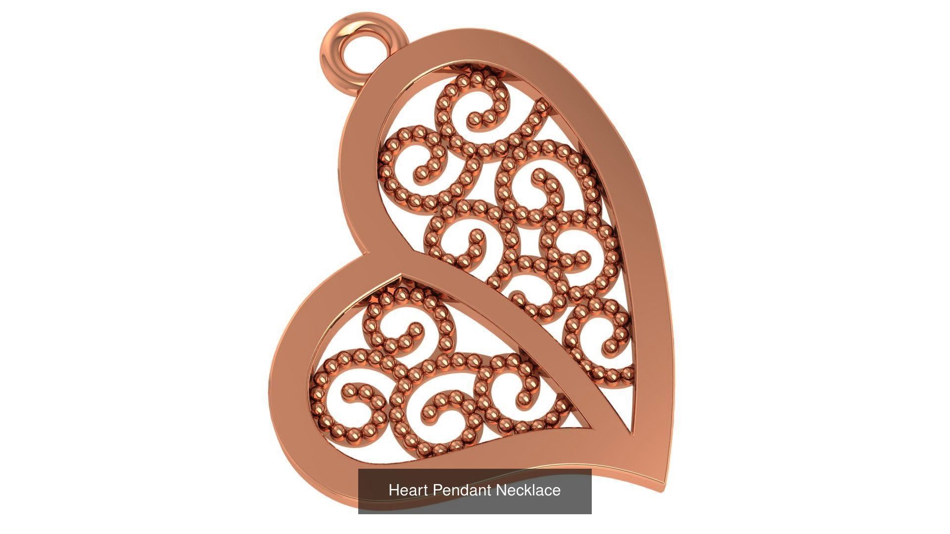 129 Heart Love Valentine Charm Pendant Necklace 3D Model Collection_116