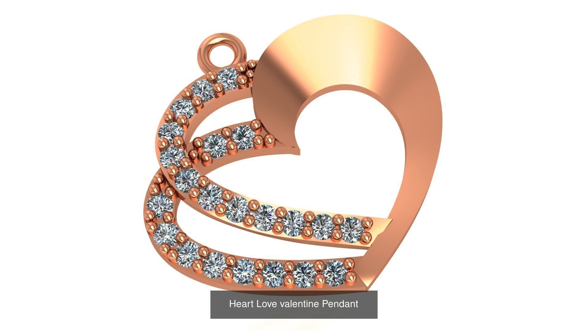 129 Heart Love Valentine Charm Pendant Necklace 3D Model Collection_89