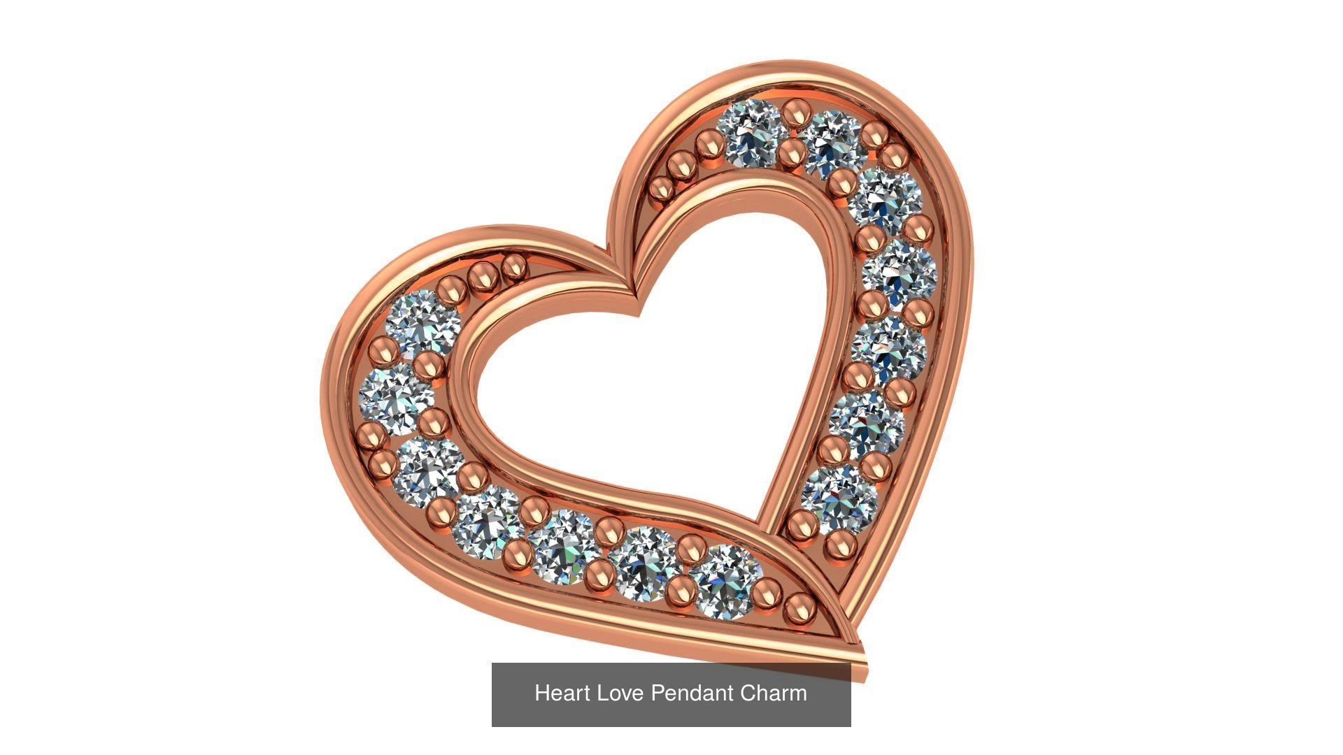 129 Heart Love Valentine Charm Pendant Necklace 3D Model Collection_19