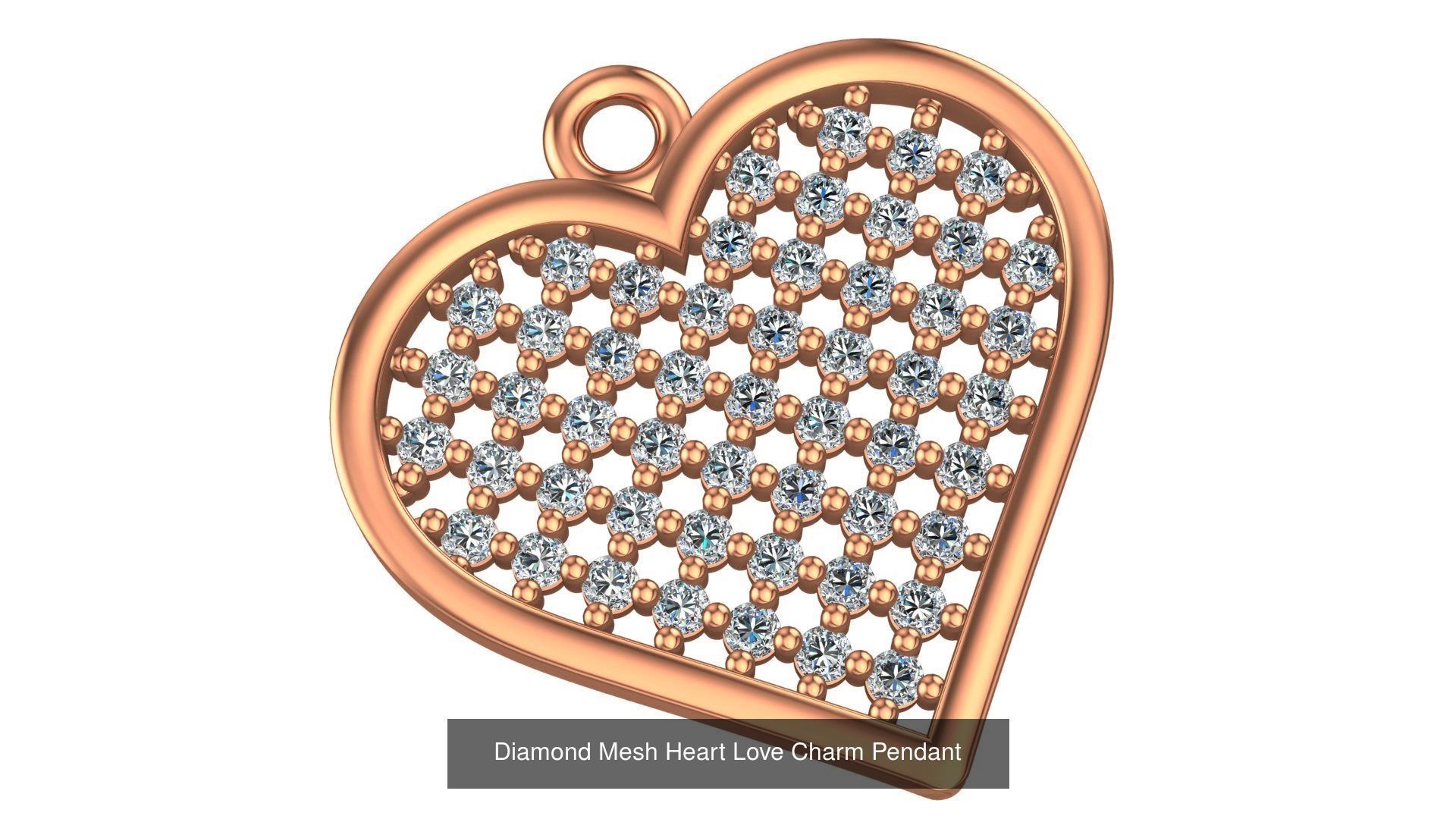 129 Heart Love Valentine Charm Pendant Necklace 3D Model Collection_10