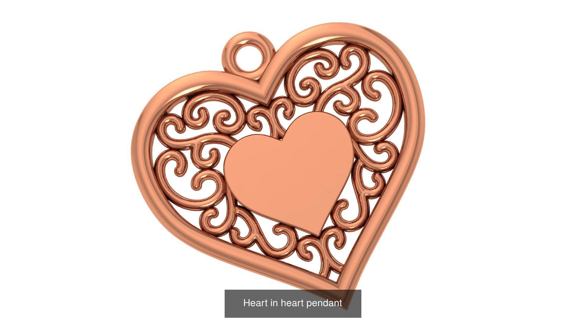 129 Heart Love Valentine Charm Pendant Necklace 3D Model Collection_121