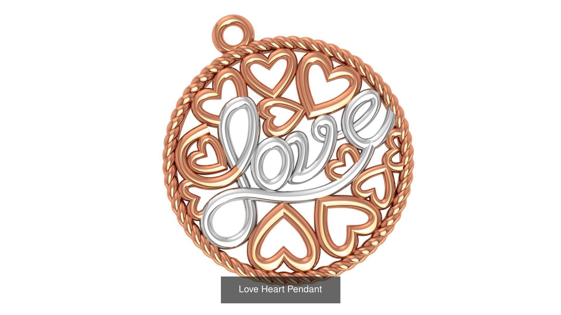 129 Heart Love Valentine Charm Pendant Necklace 3D Model Collection_56