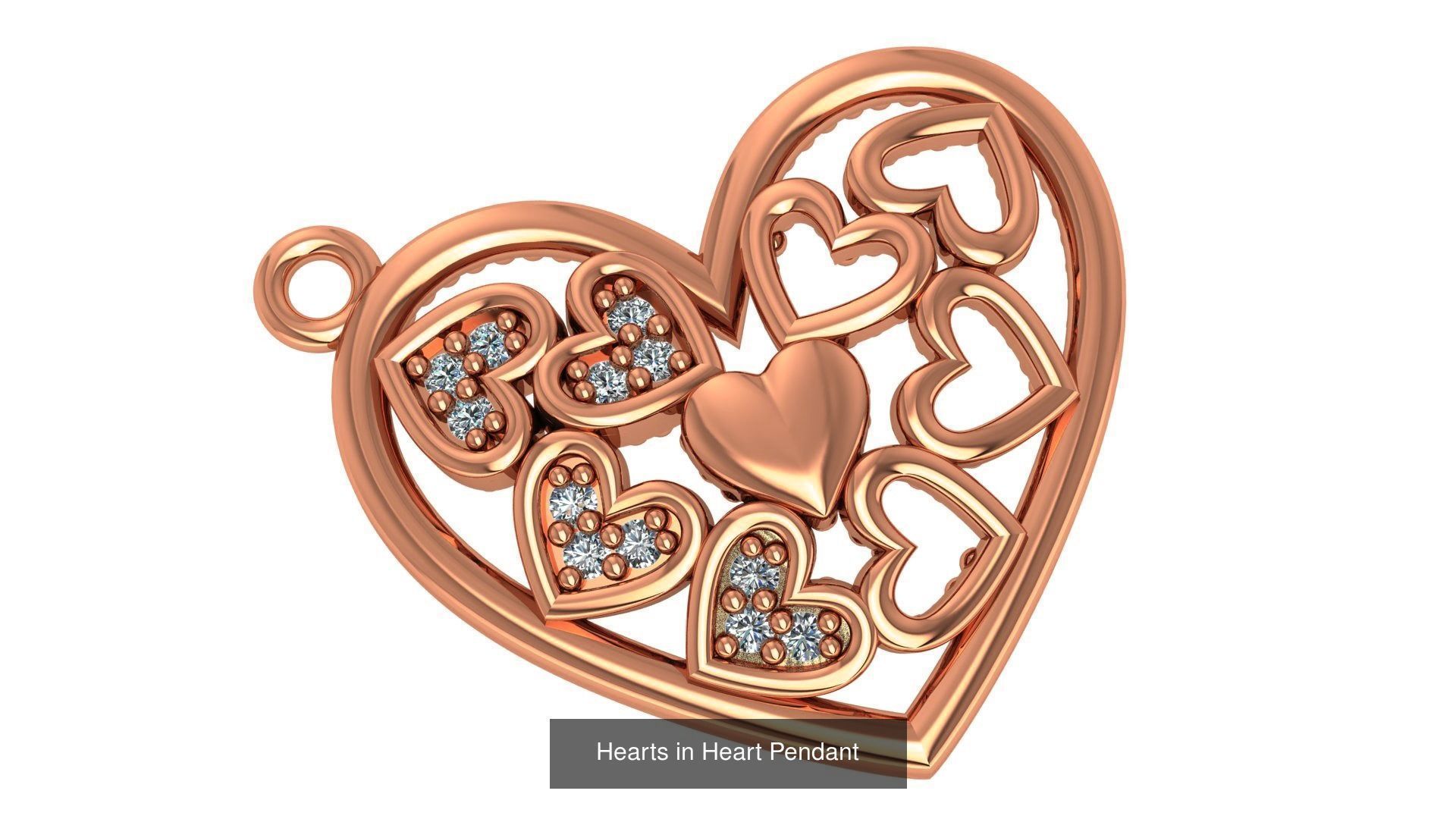 129 Heart Love Valentine Charm Pendant Necklace 3D Model Collection_60