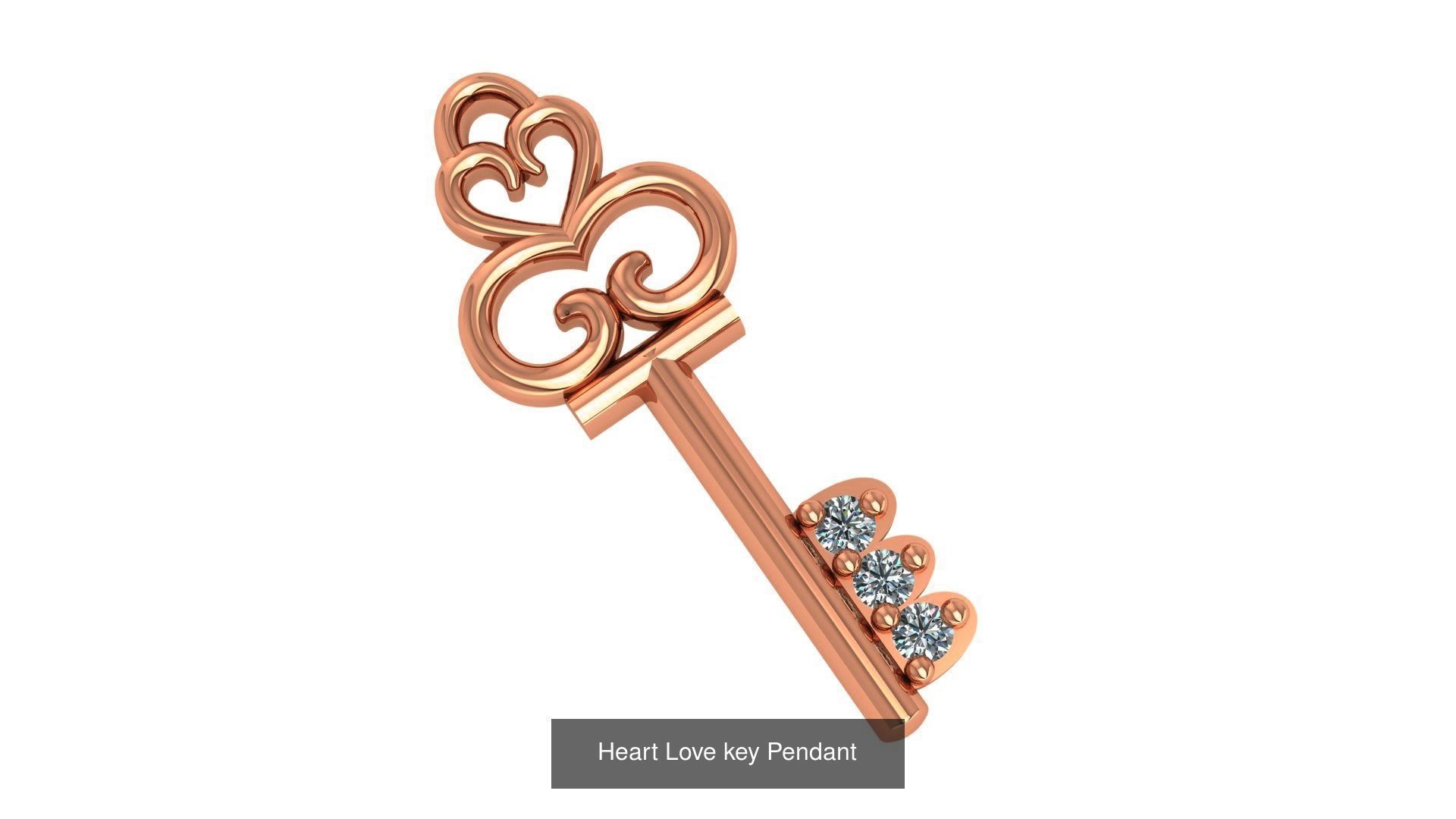 129 Heart Love Valentine Charm Pendant Necklace 3D Model Collection_102