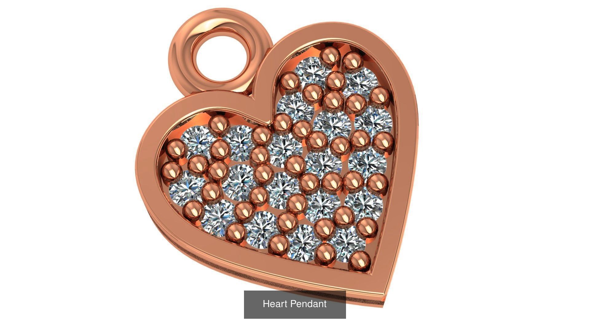 129 Heart Love Valentine Charm Pendant Necklace 3D Model Collection_134