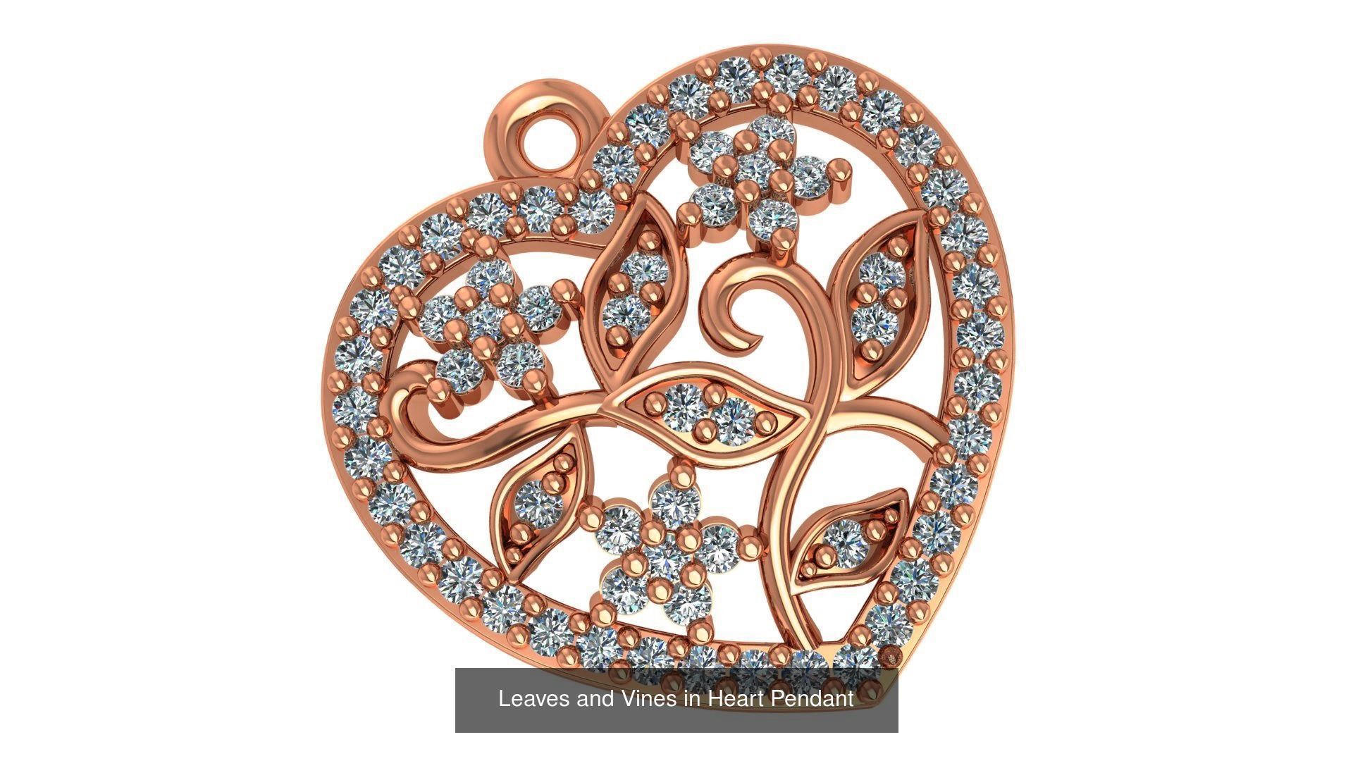 129 Heart Love Valentine Charm Pendant Necklace 3D Model Collection_110