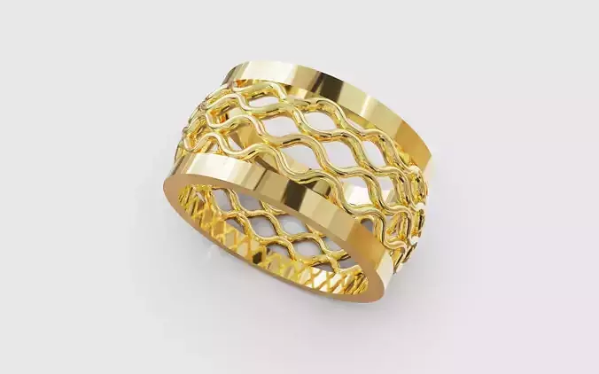 Wavy lines ring mesh woven