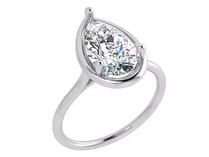 Pear Solitaire Ring 4300 3D print model
