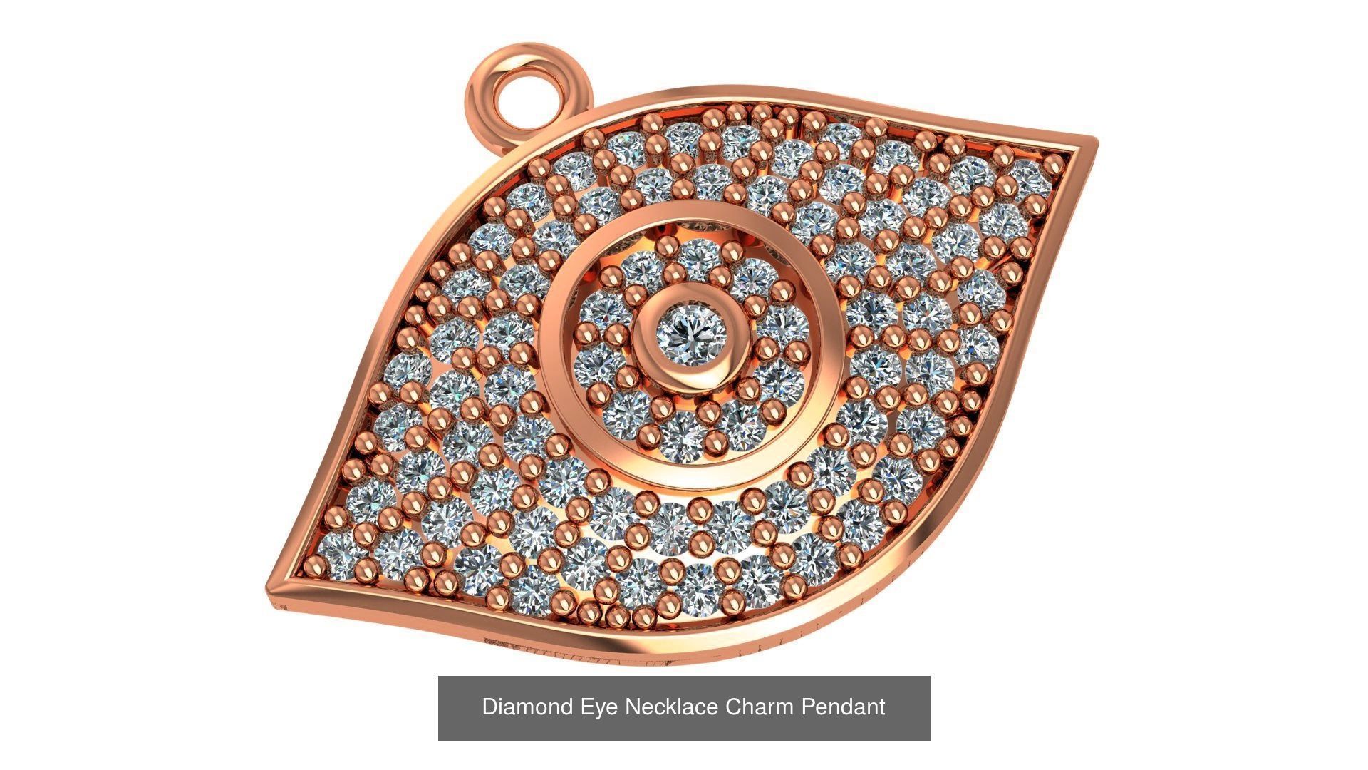 6 Evil Eye Charm Necklace Pendant 3D Model Collection_4