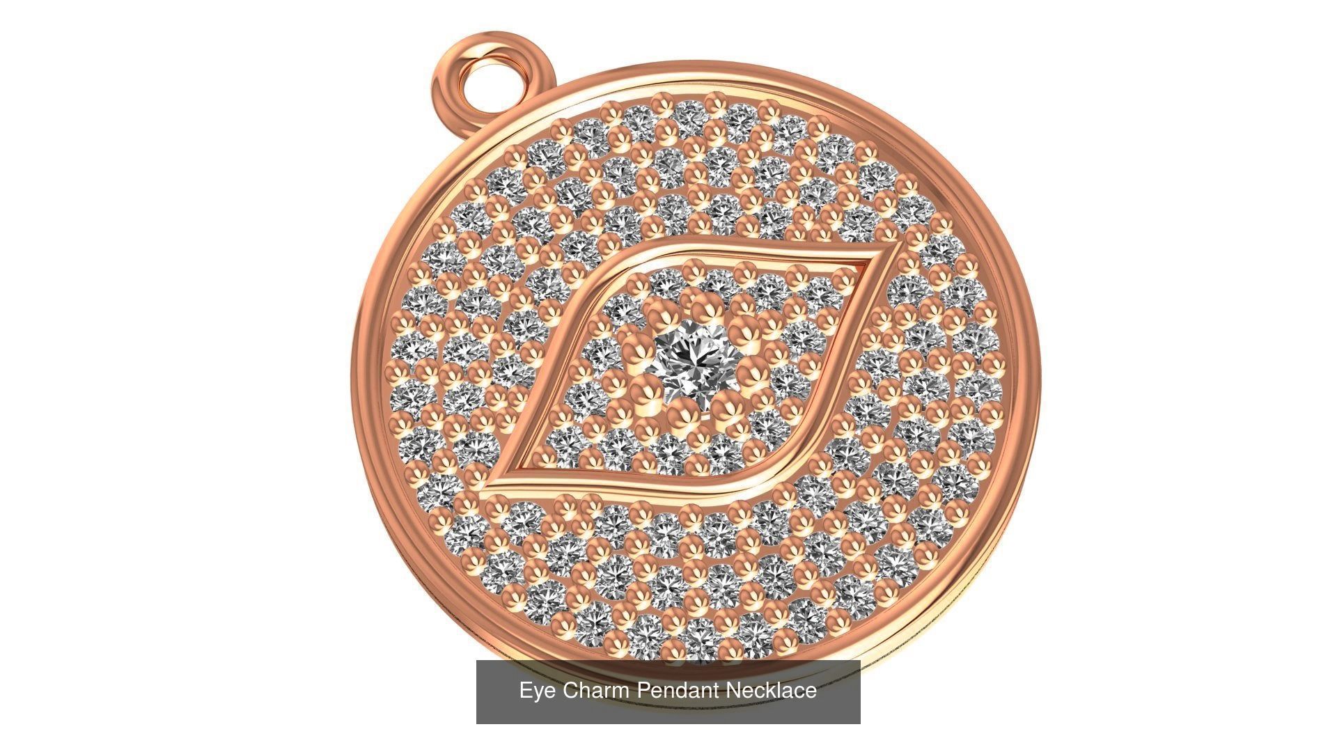 6 Evil Eye Charm Necklace Pendant 3D Model Collection_2