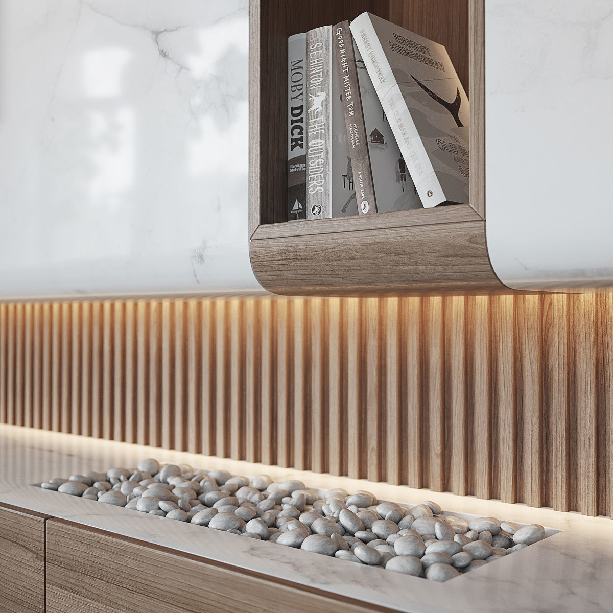 TV Wall Set 3D model_2