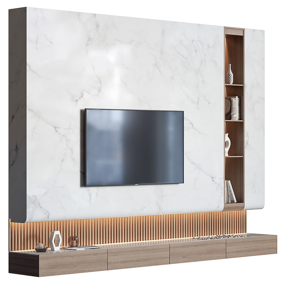 TV Wall Set 3D model_4