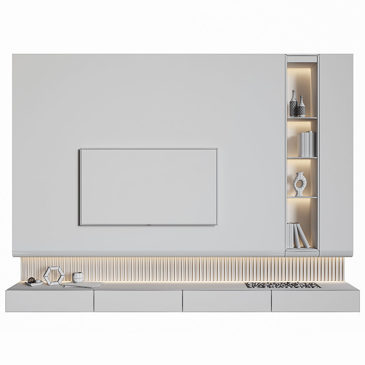TV Wall Set 3D model_5