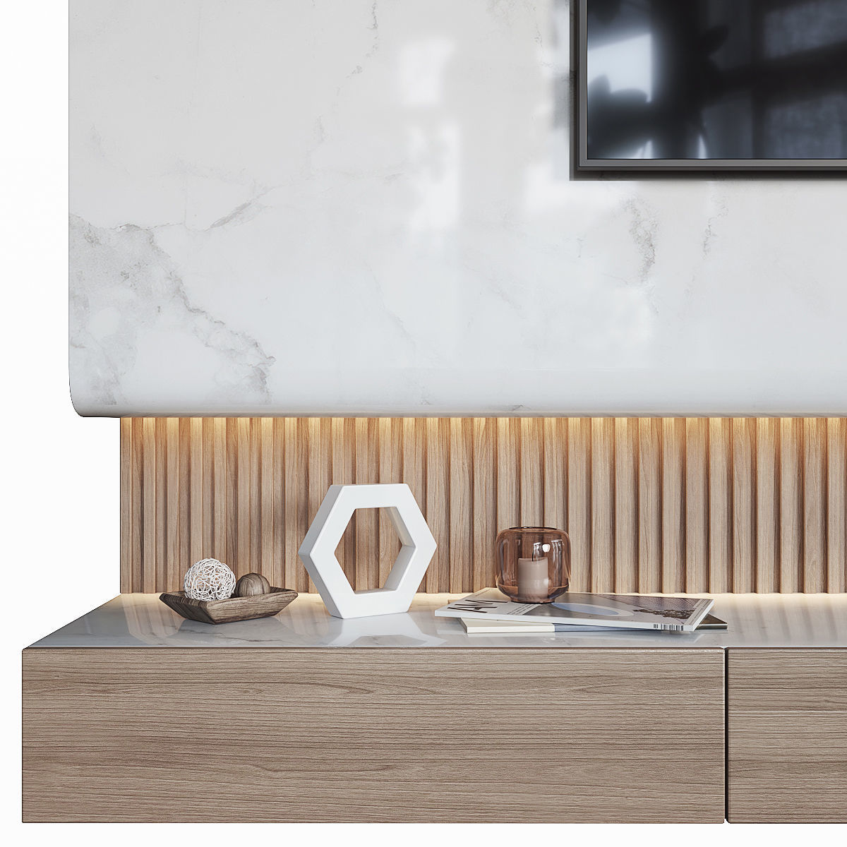 TV Wall Set 3D model_1