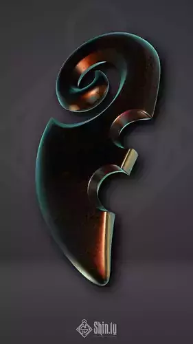 Maori Pendant ear with two holes 3D print model