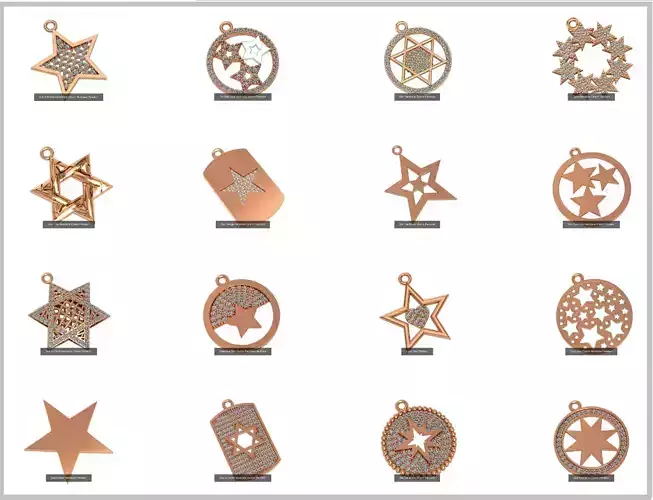 28 Star Necklace Charm Pendant  3D Model Collection