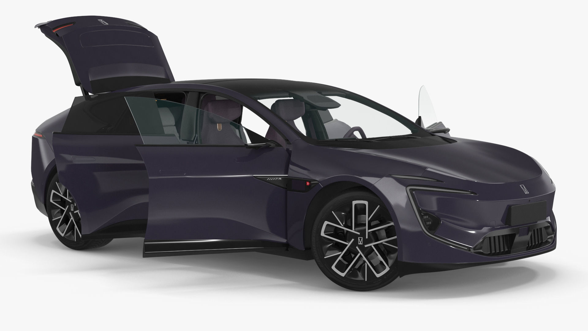 Avatr 12 EV Purple Color Rigged 3D model