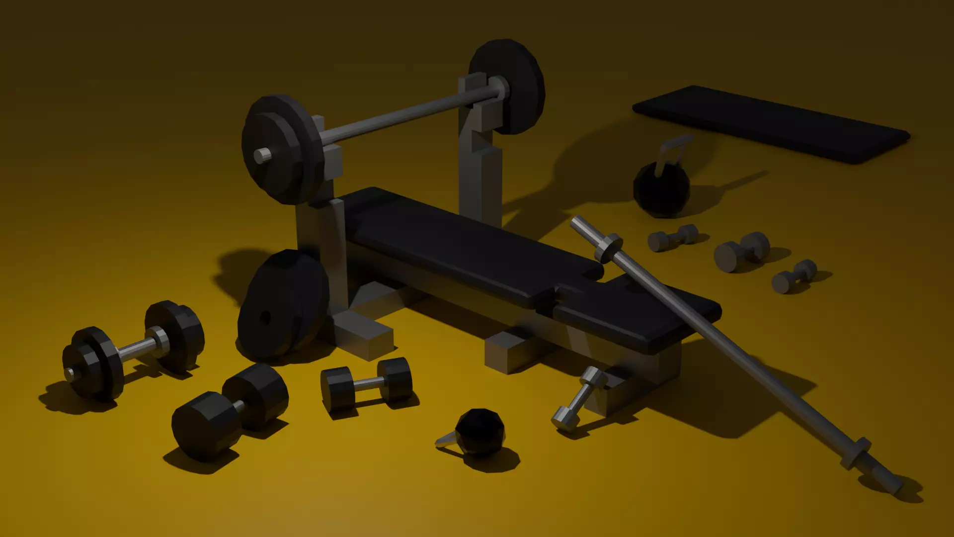 Miniature gym set Free low-poly 3D model