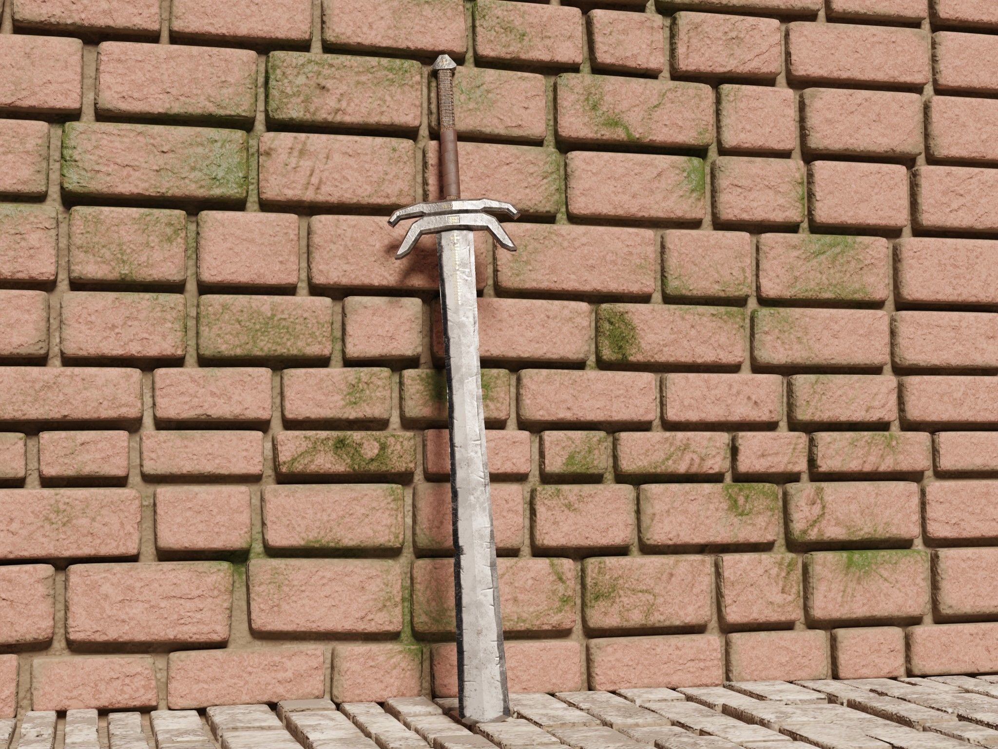 Big two-handed sword LIBERTAS Low-poly 3D model_4