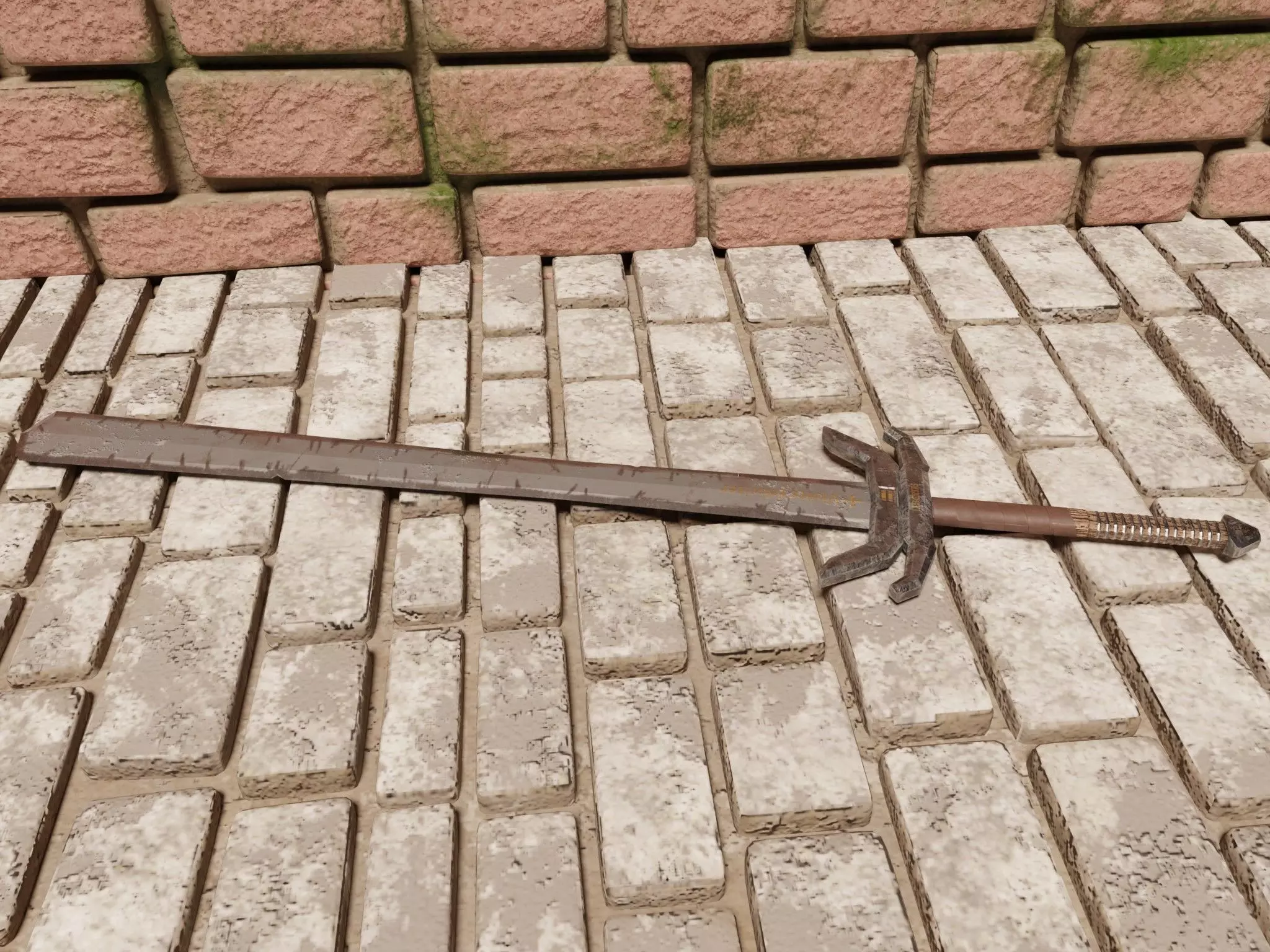 Big two-handed sword LIBERTAS Low-poly 3D model_0