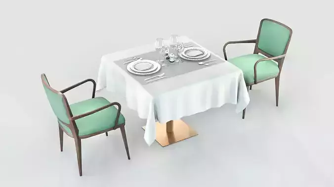 Classic restaurant table style lowpoly