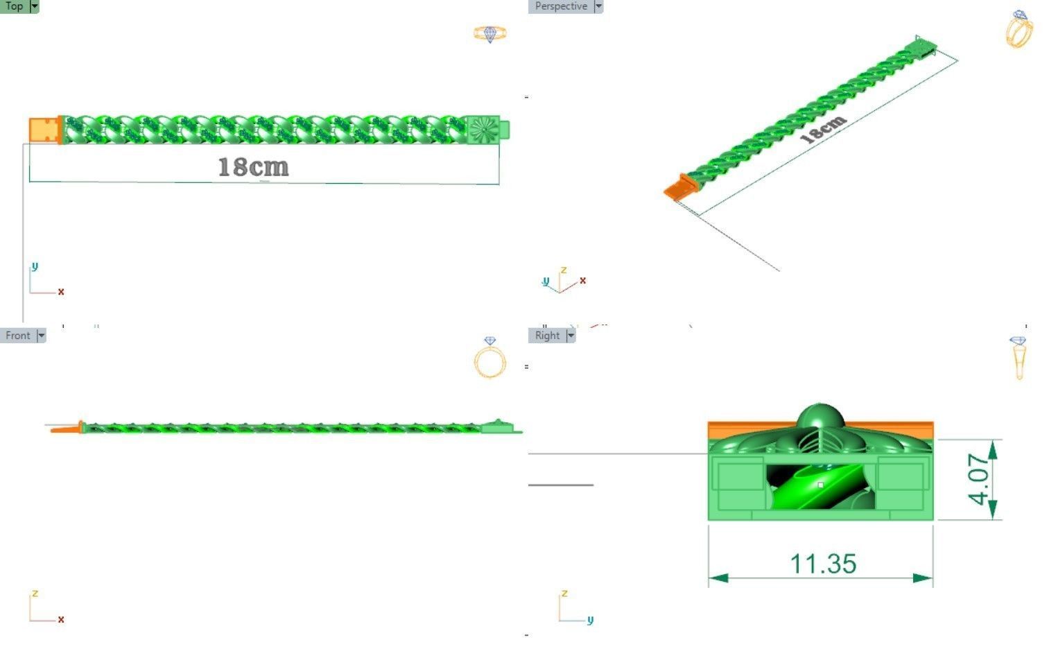 chrome heart FANCY CHAIN BOX BRACELET  3D model_4