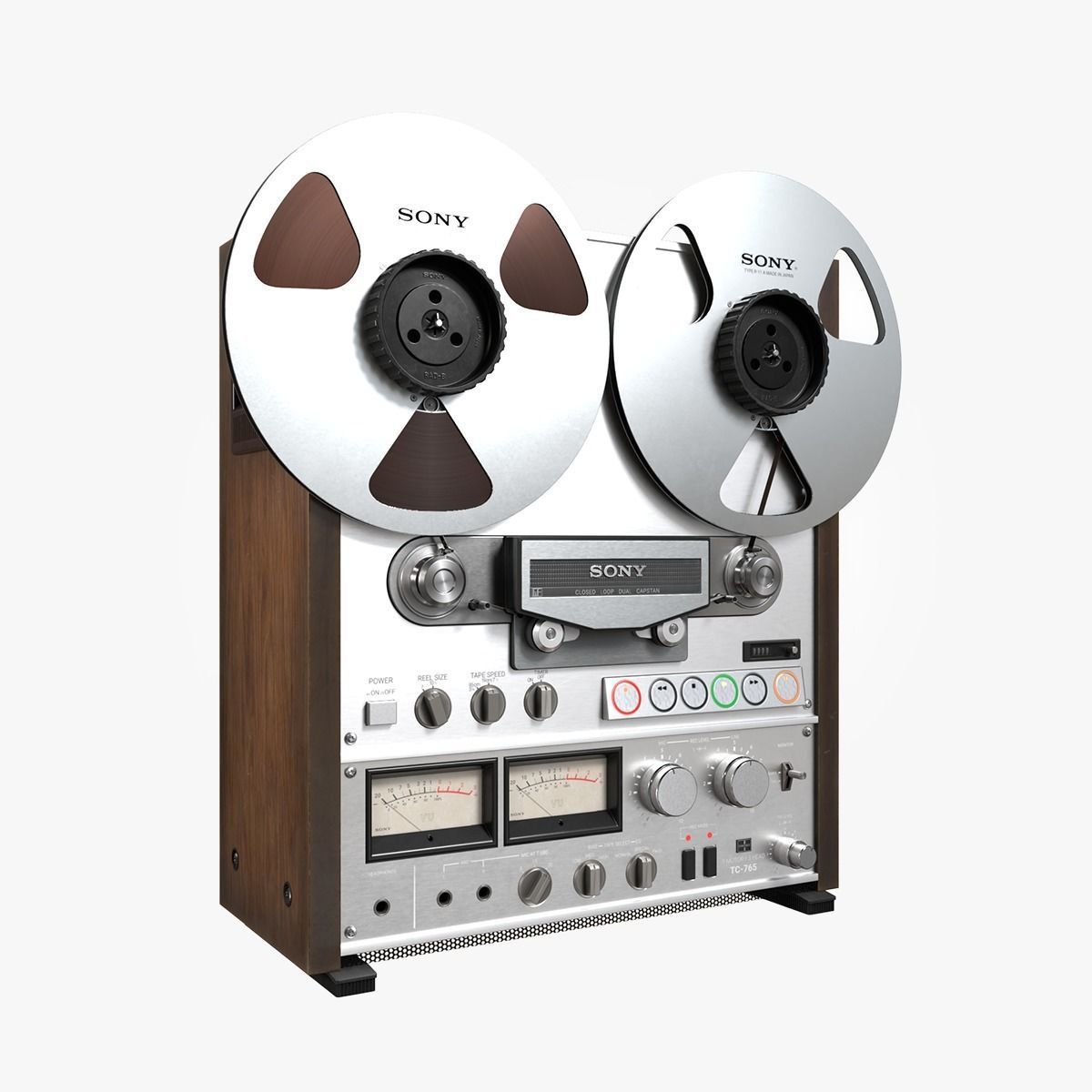 Sony TC-765 tape recorder Low-poly 3D model_11