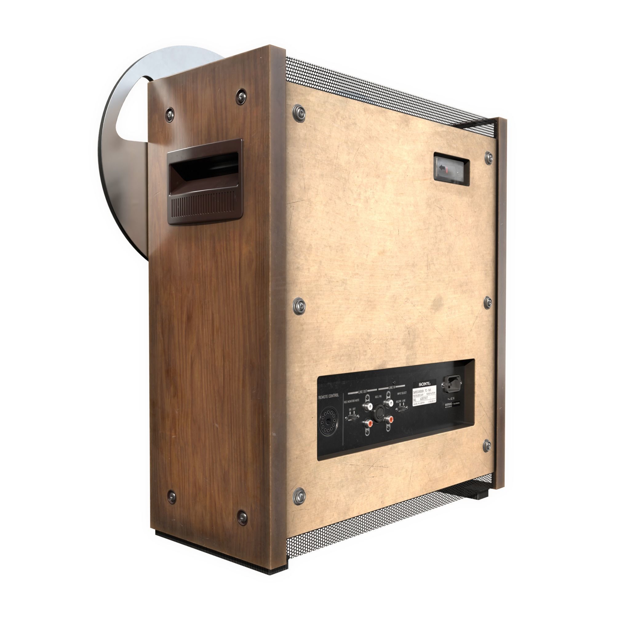 Sony TC-765 tape recorder Low-poly 3D model_6