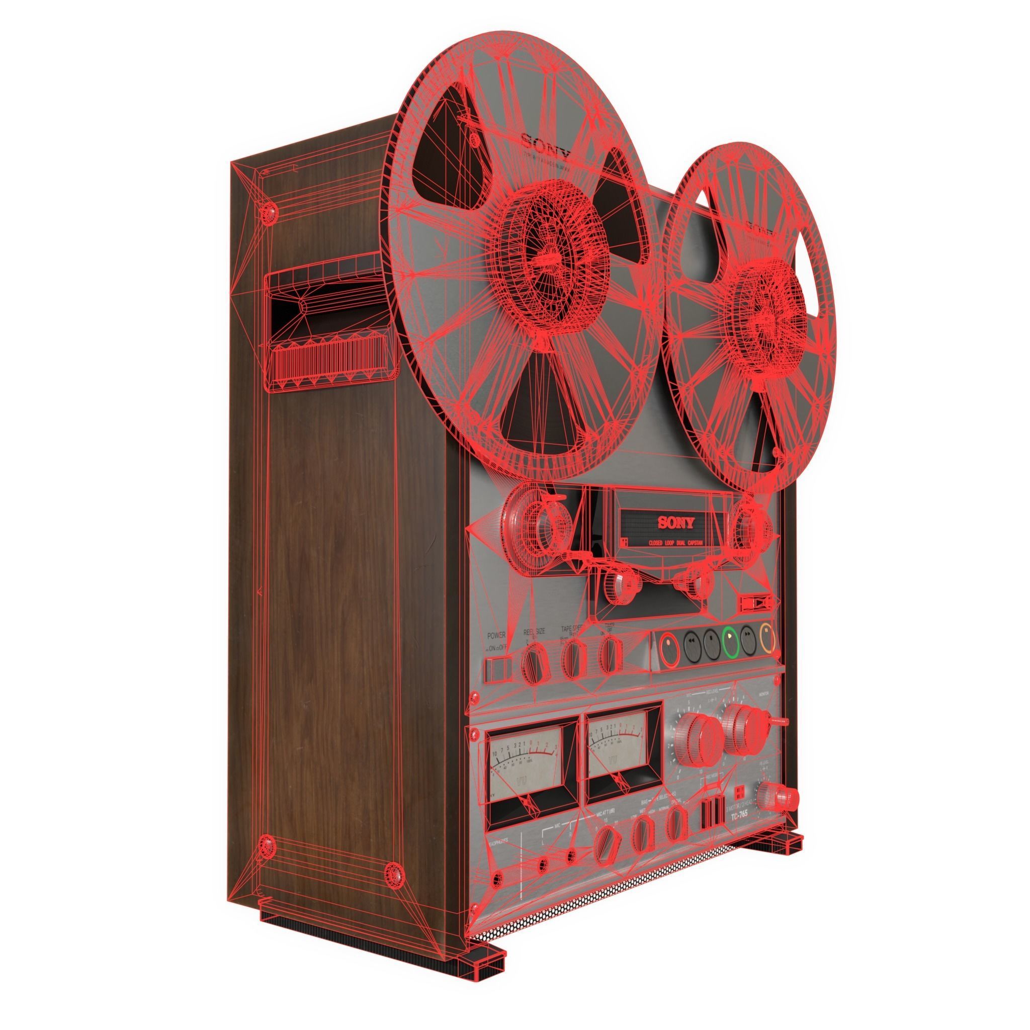 Sony TC-765 tape recorder Low-poly 3D model_9