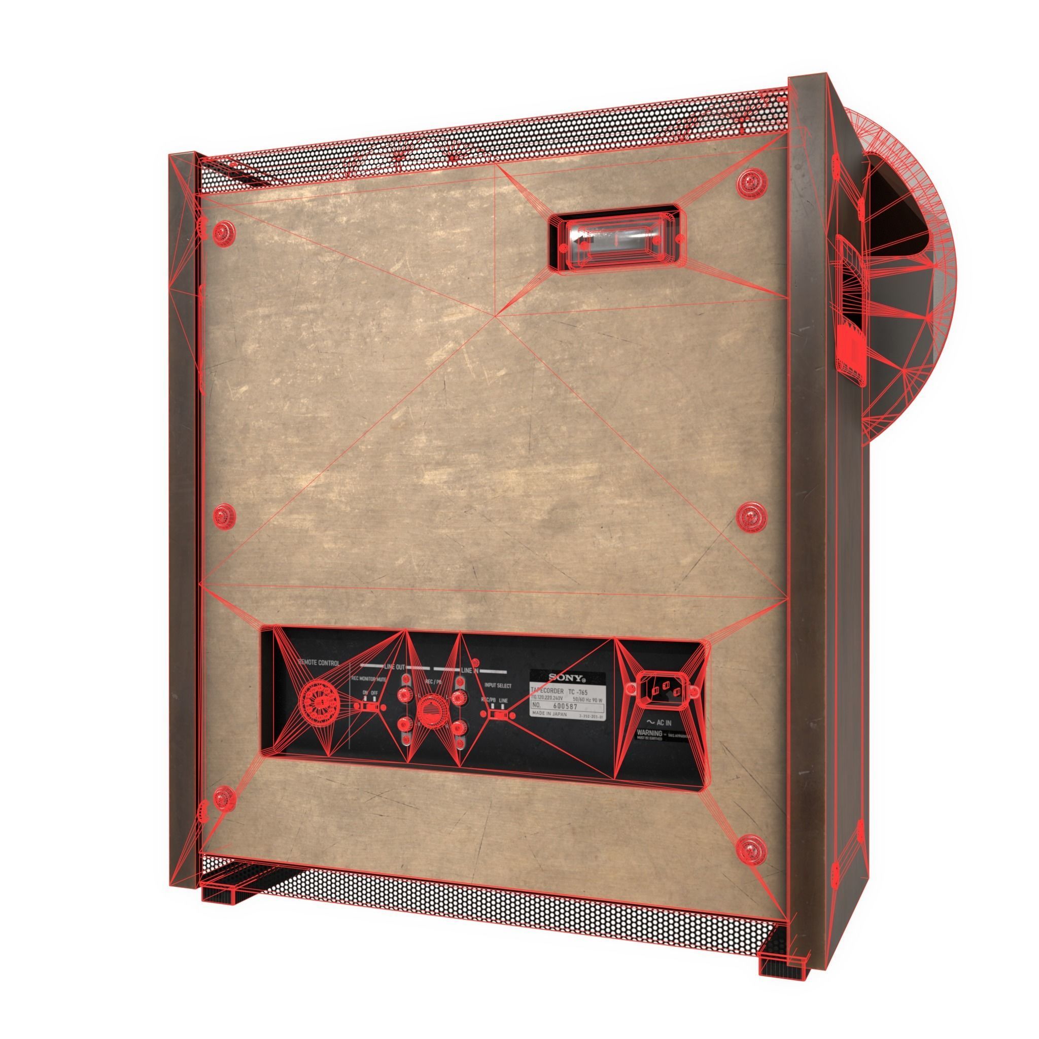 Sony TC-765 tape recorder Low-poly 3D model_10