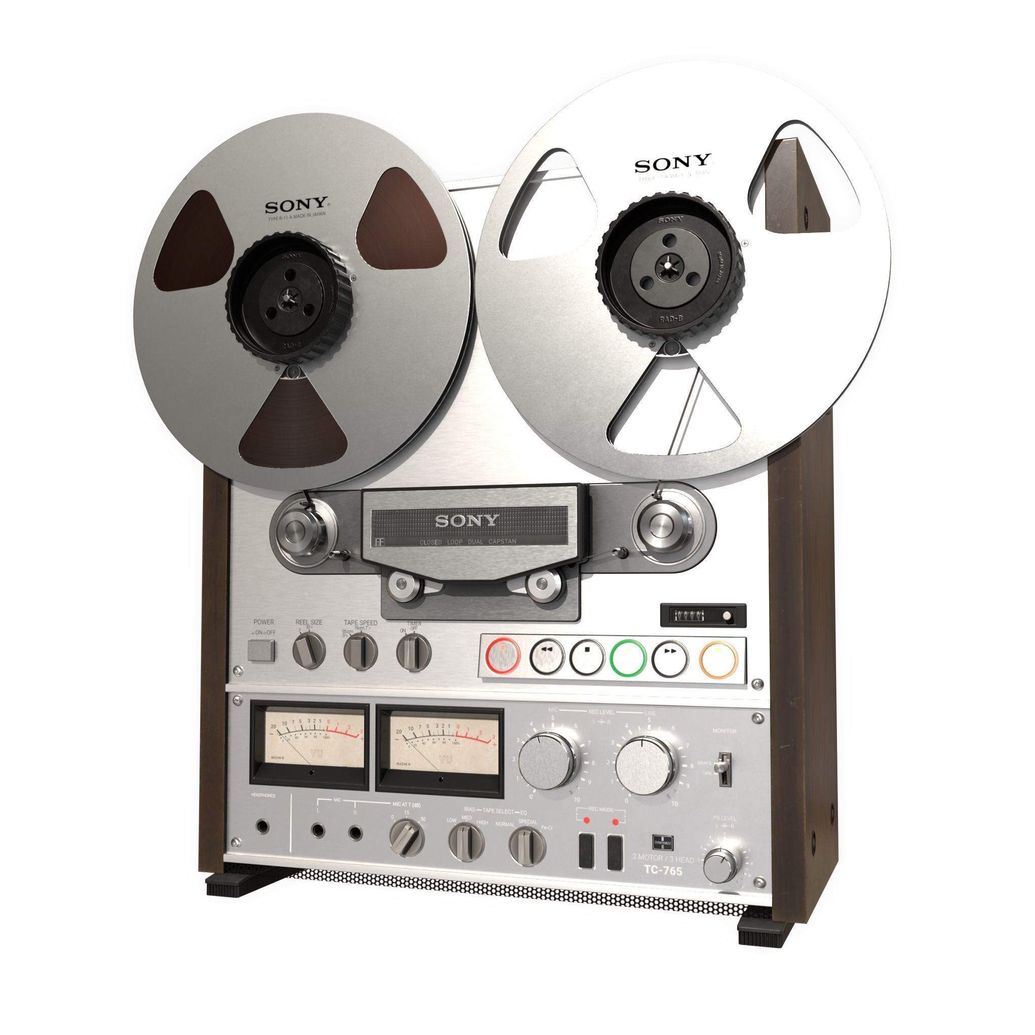 Sony TC-765 tape recorder Low-poly 3D model_7