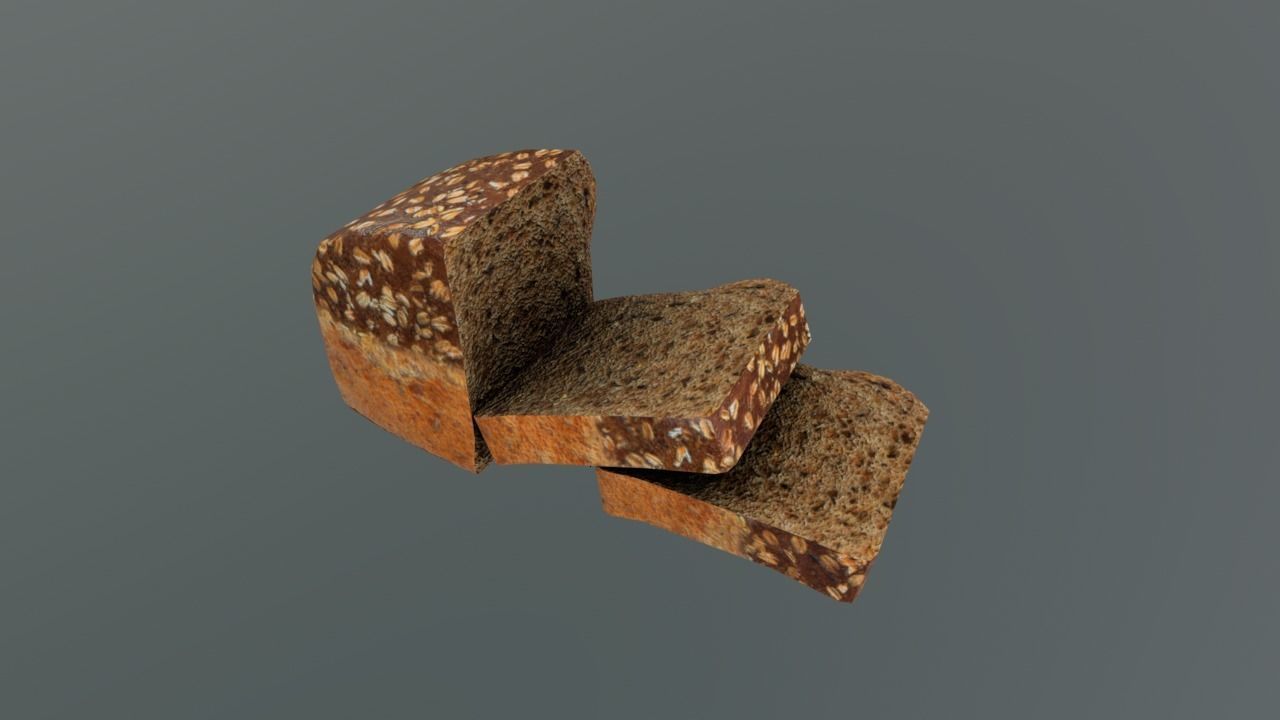 Bread Low-poly 3D model_3