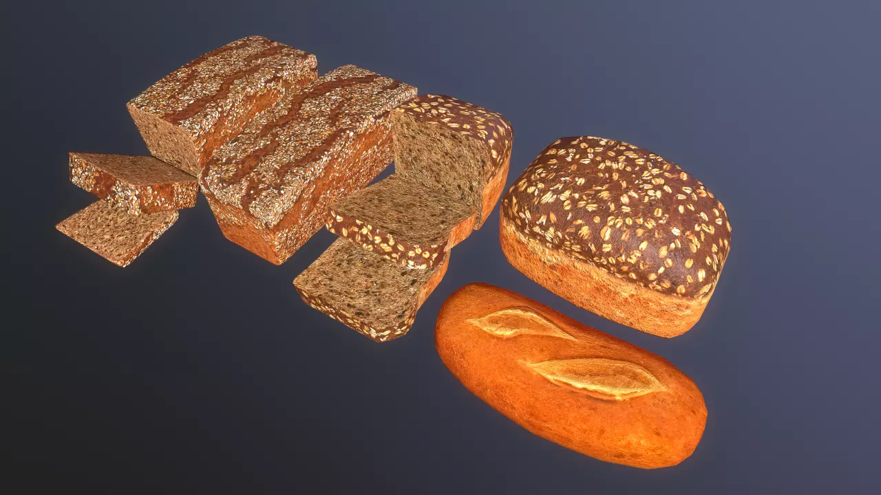 Bread Low-poly 3D model_0