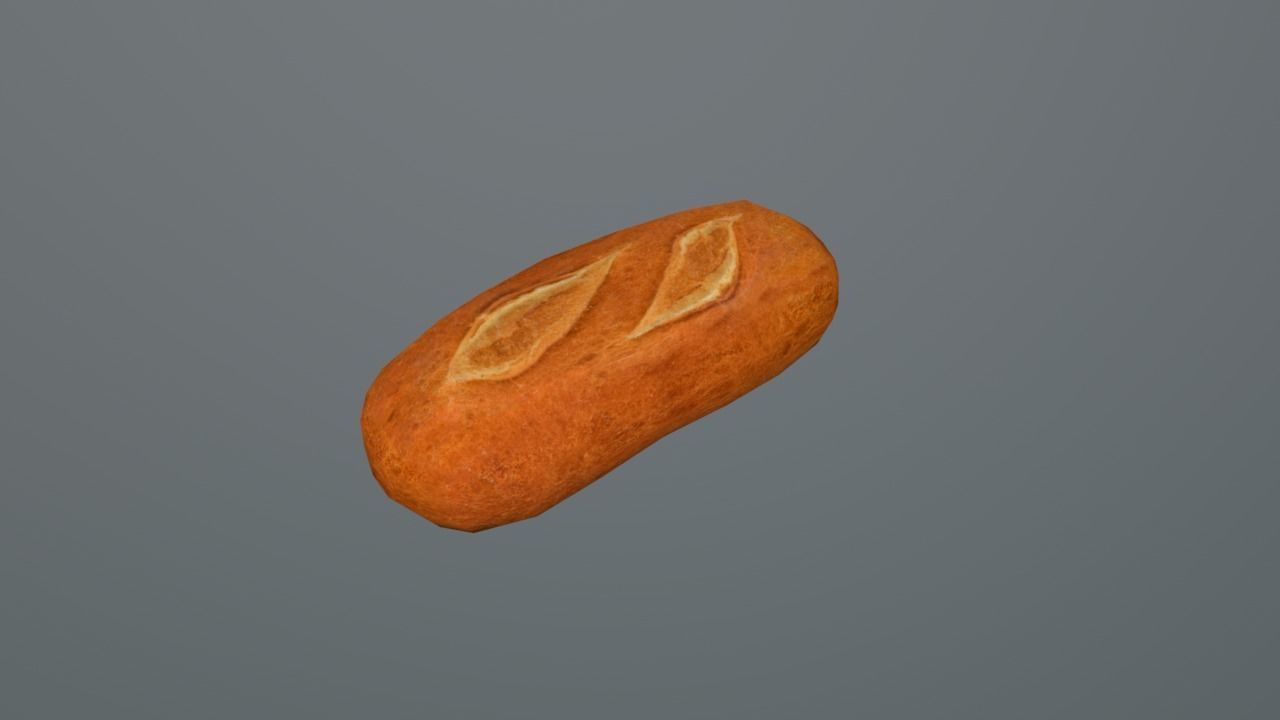 Bread Low-poly 3D model_1