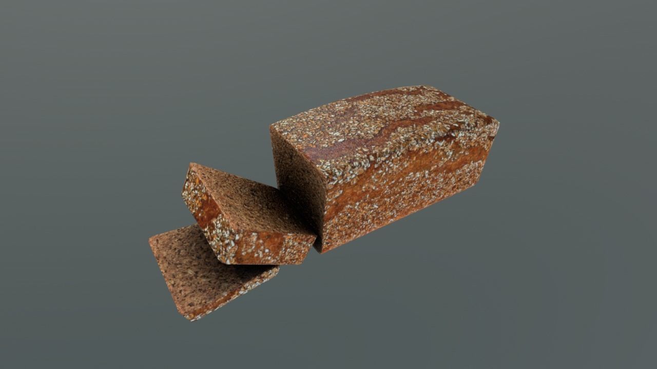 Bread Low-poly 3D model_5