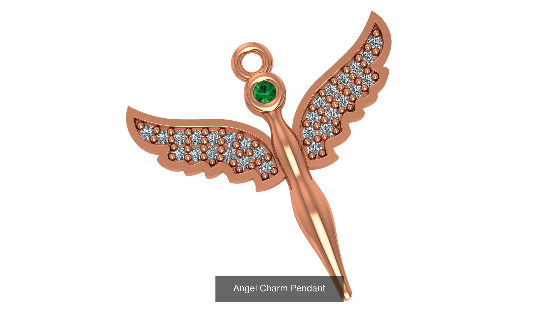 33 Angel Charm Pendant Necklace  3D Model Collection_13