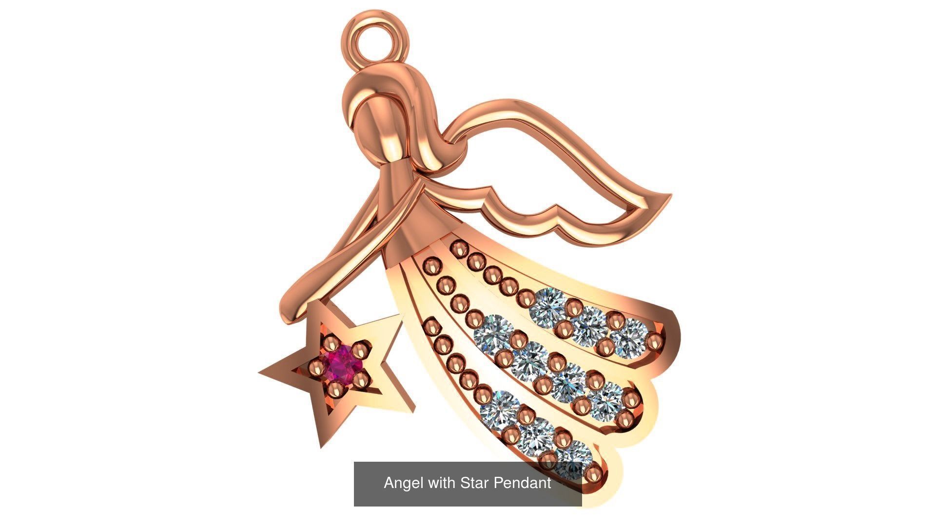 33 Angel Charm Pendant Necklace  3D Model Collection_8