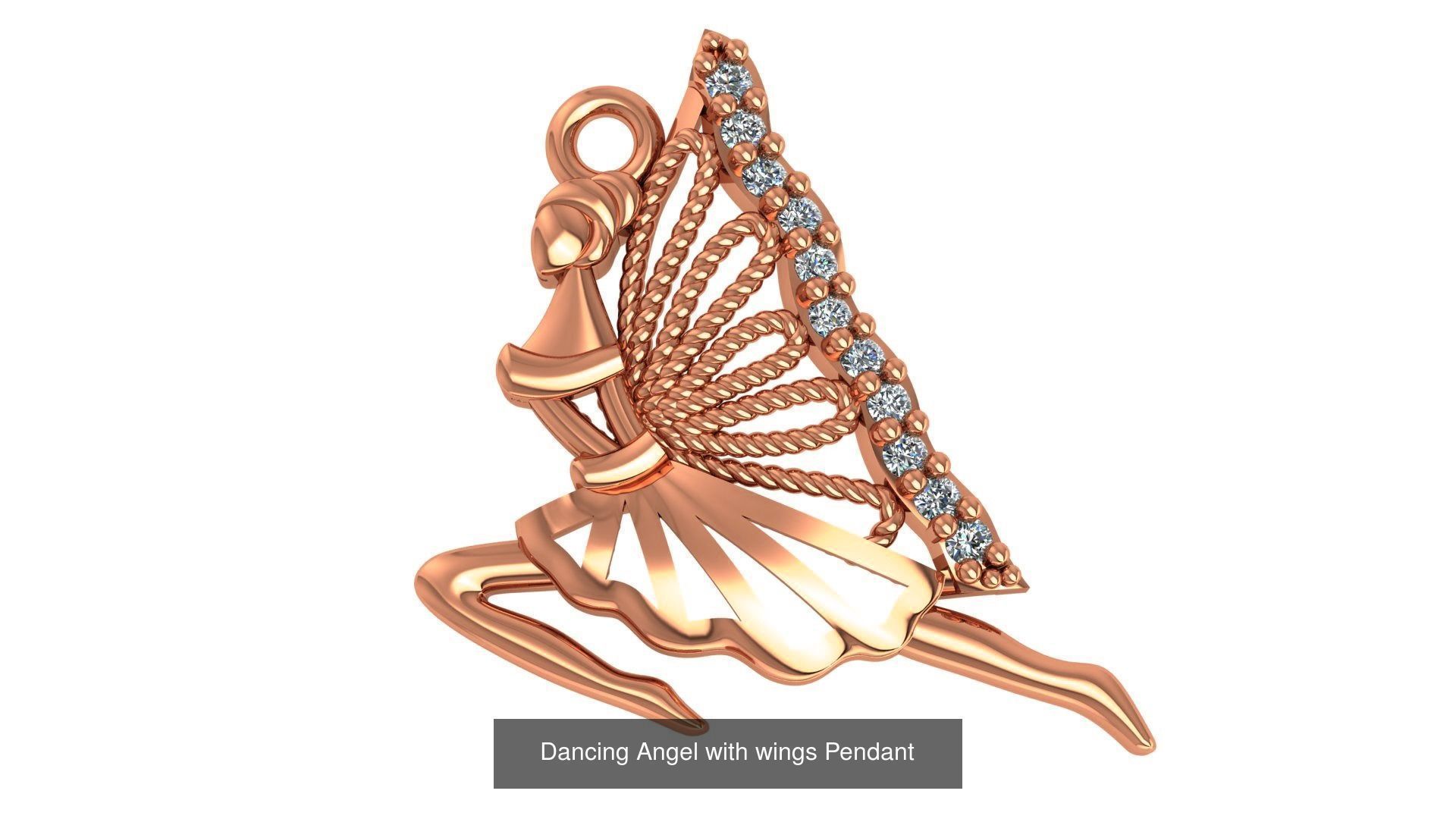 33 Angel Charm Pendant Necklace  3D Model Collection_11