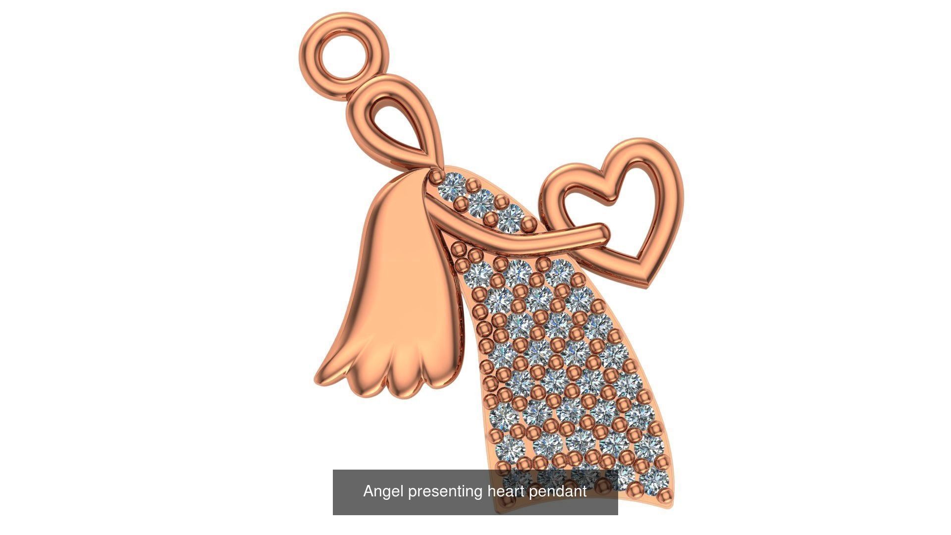 33 Angel Charm Pendant Necklace  3D Model Collection_4