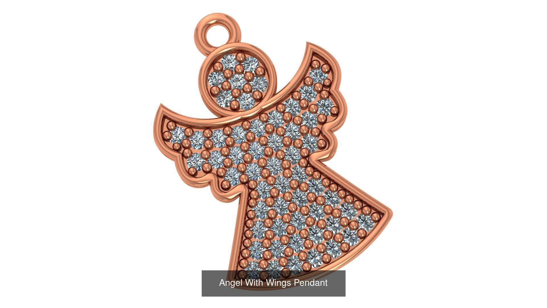 33 Angel Charm Pendant Necklace  3D Model Collection_34