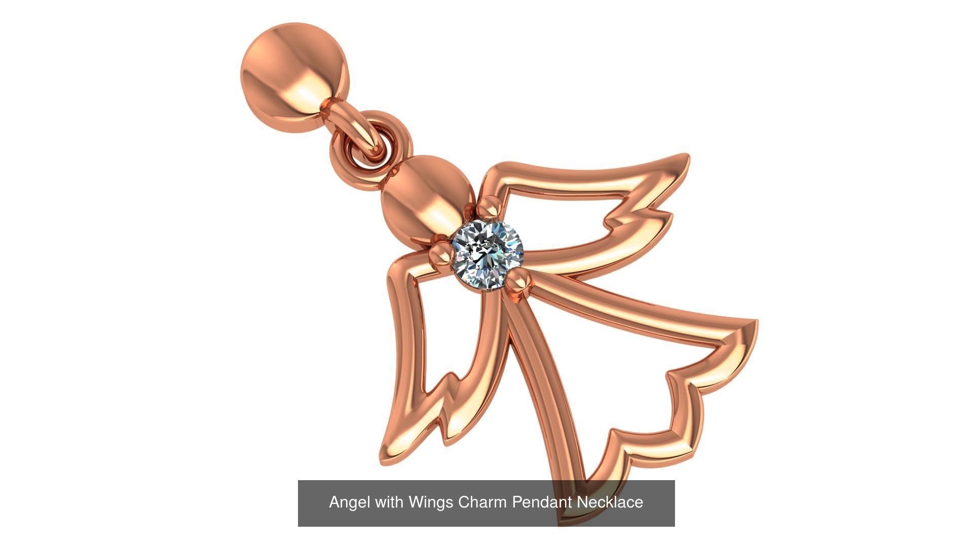 33 Angel Charm Pendant Necklace  3D Model Collection_3