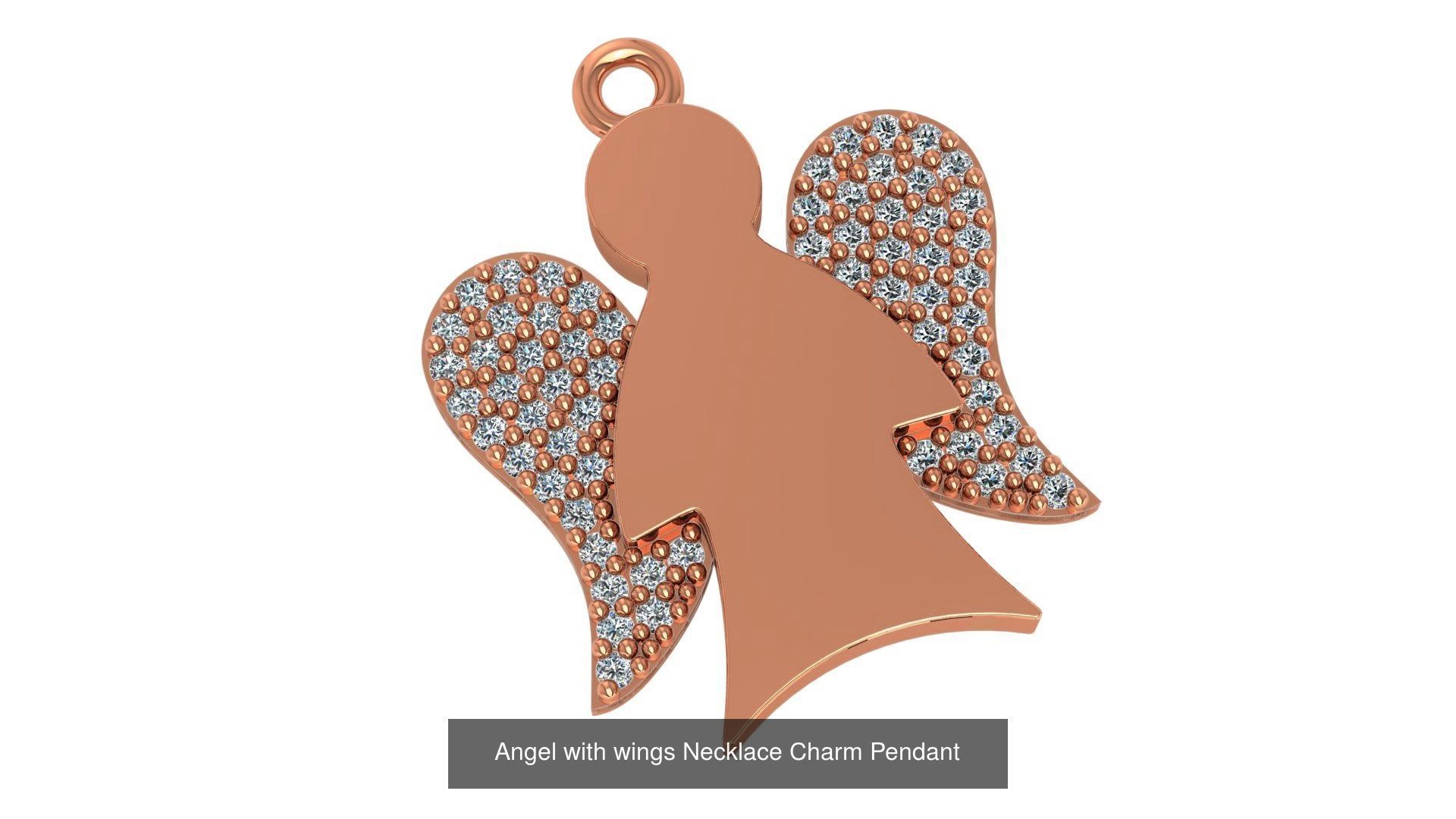33 Angel Charm Pendant Necklace  3D Model Collection_18