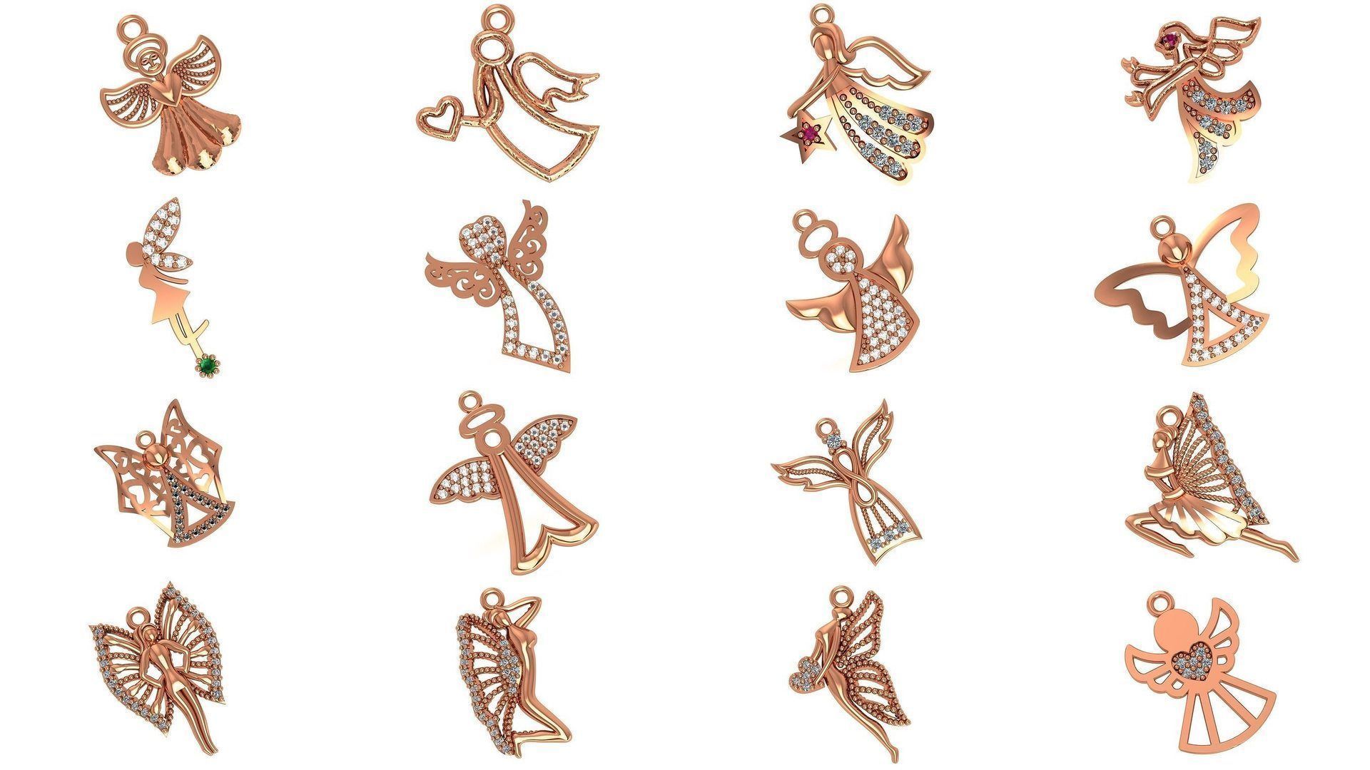 33 Angel Charm Pendant Necklace  3D Model Collection_1