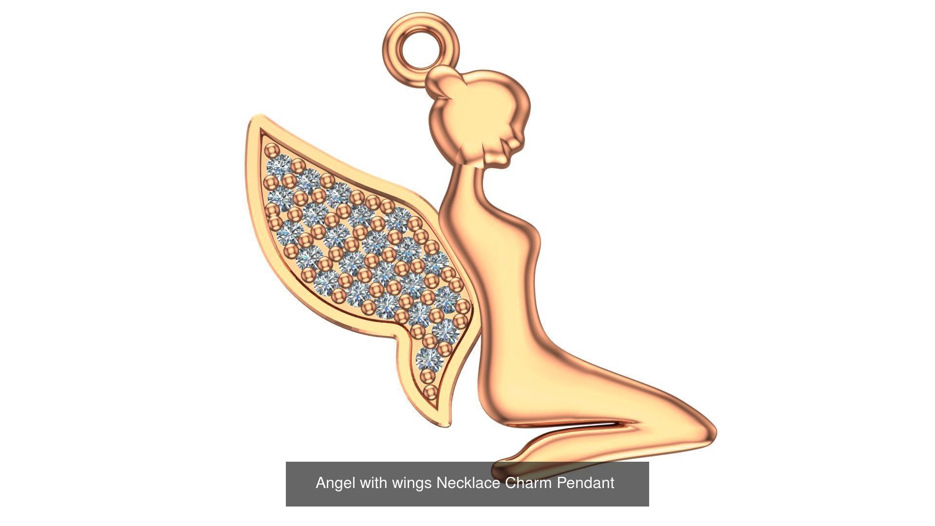 33 Angel Charm Pendant Necklace  3D Model Collection_5