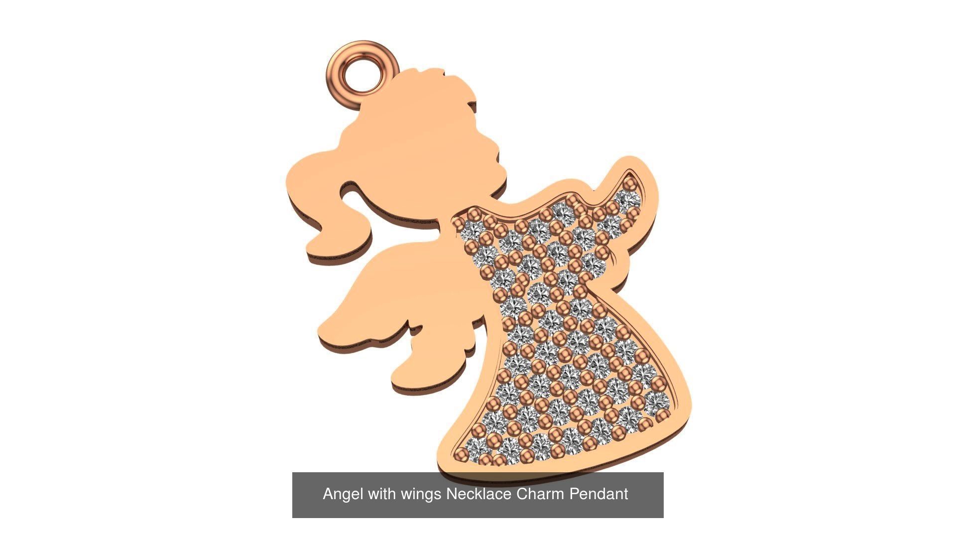 33 Angel Charm Pendant Necklace  3D Model Collection_12