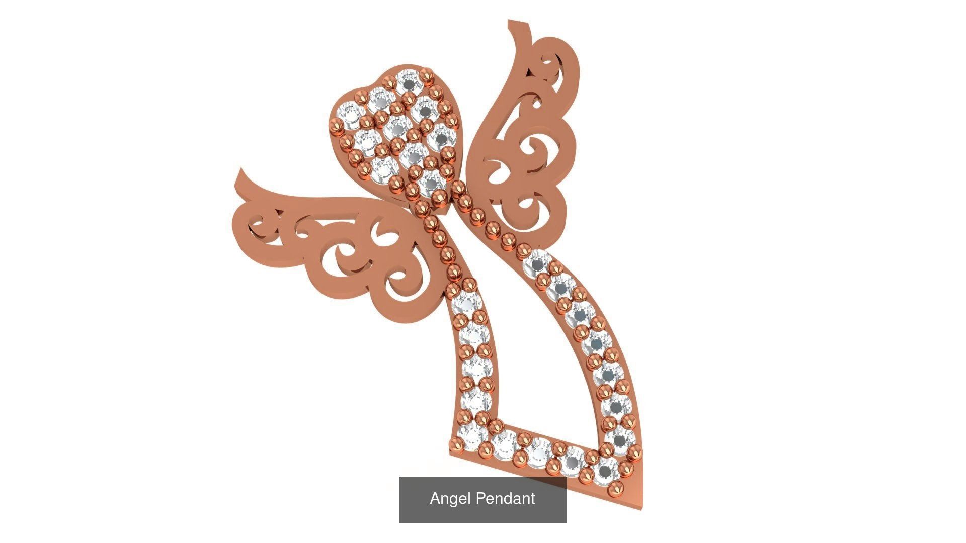 33 Angel Charm Pendant Necklace  3D Model Collection_27