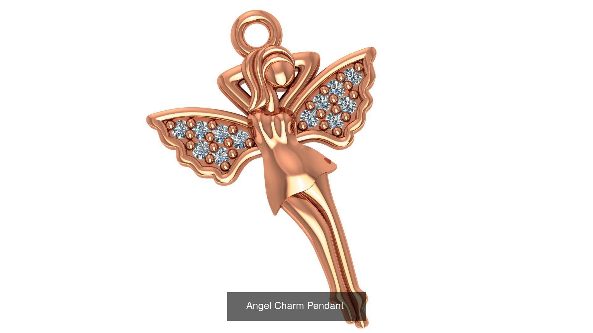 33 Angel Charm Pendant Necklace  3D Model Collection_20