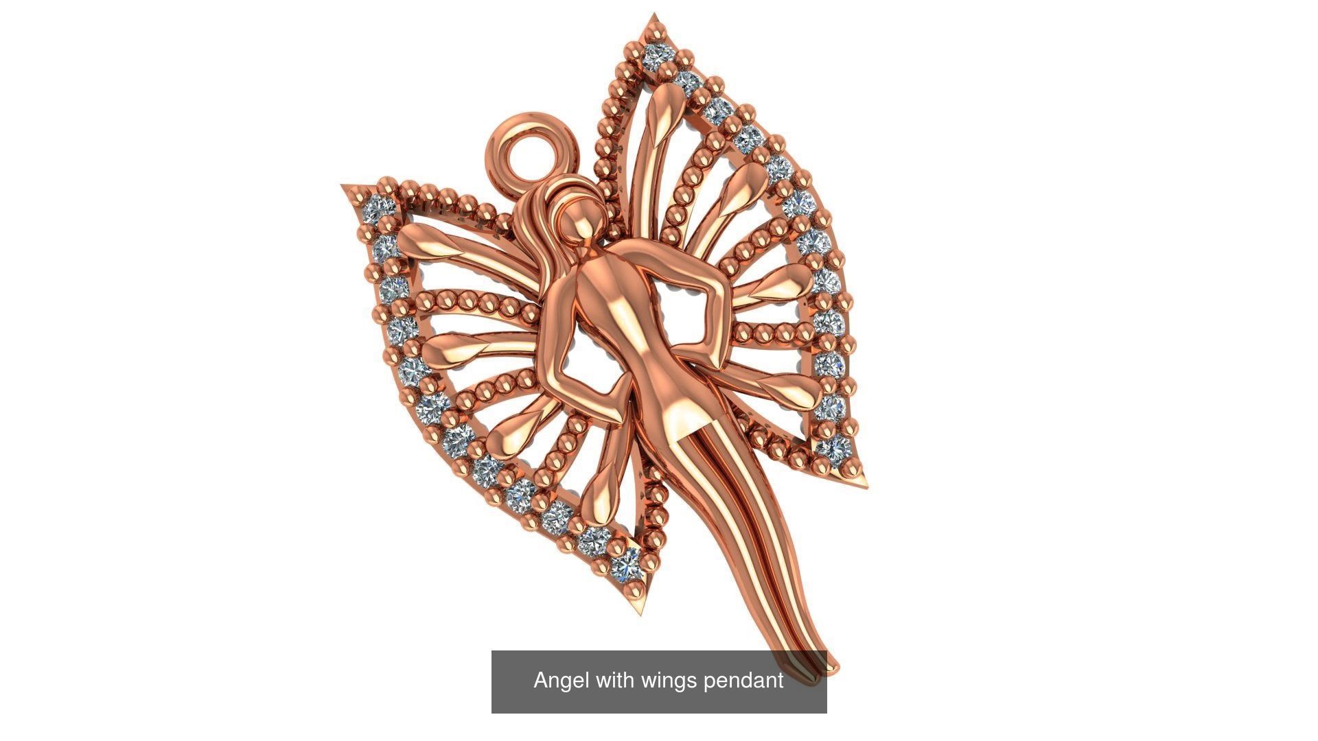 33 Angel Charm Pendant Necklace  3D Model Collection_33